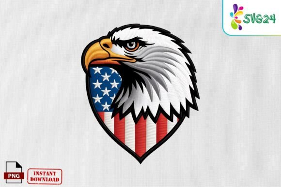 American Eagle Flag Patch Embroidery PNG