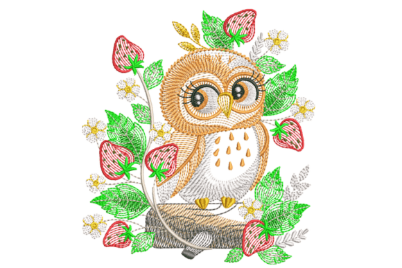 Cute Owl Face Embroidery Design
