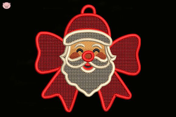 Earring Santa Claus Embroidery