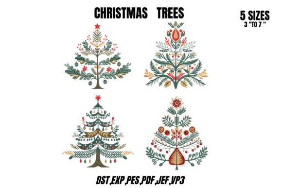 FolkArt Christmas Tree Embroidery Bundle