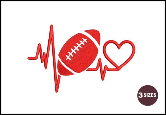 Heartbeat Football Embroidery