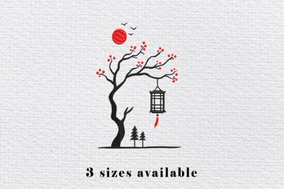 Japanese Tree Lantern Embroidery File