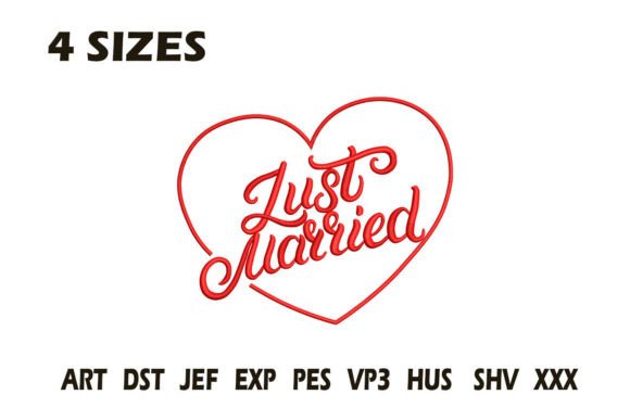 Just Married Heart Embroidery