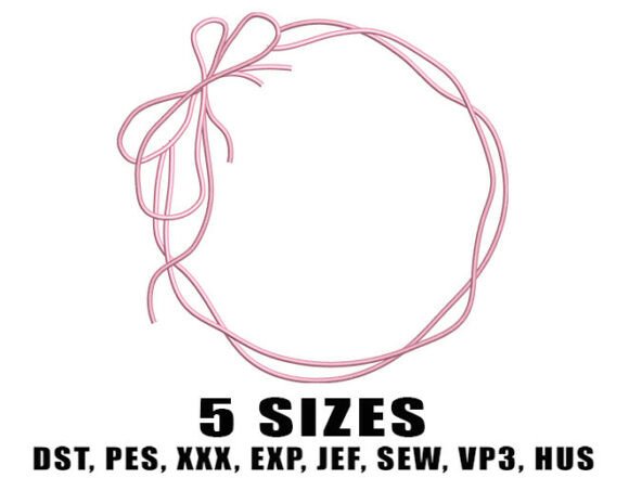 Minimal Bow Wreath Embroidery Design
