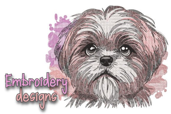 Shih Tzu Dog Embroidery Design