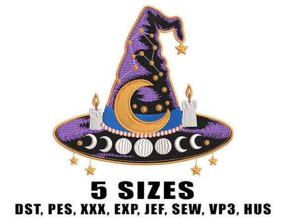 Watercolor Witch Embroidery Design