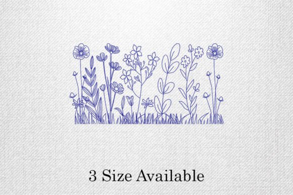 Wildflower Line Art Border Embroidery